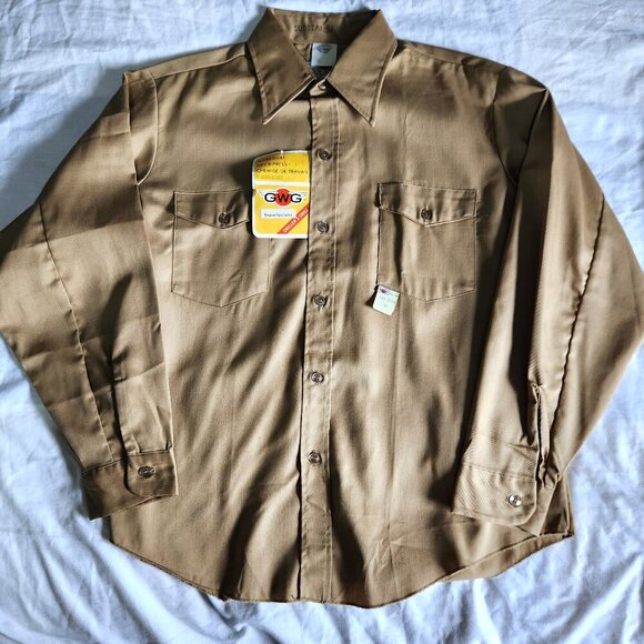 Vintage GWG Work Shirt Button Up Collared 17 1/2 Neck New with Tags - Picture 1 of 9